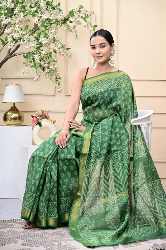 Hari Patti Maheswari Silk Saree