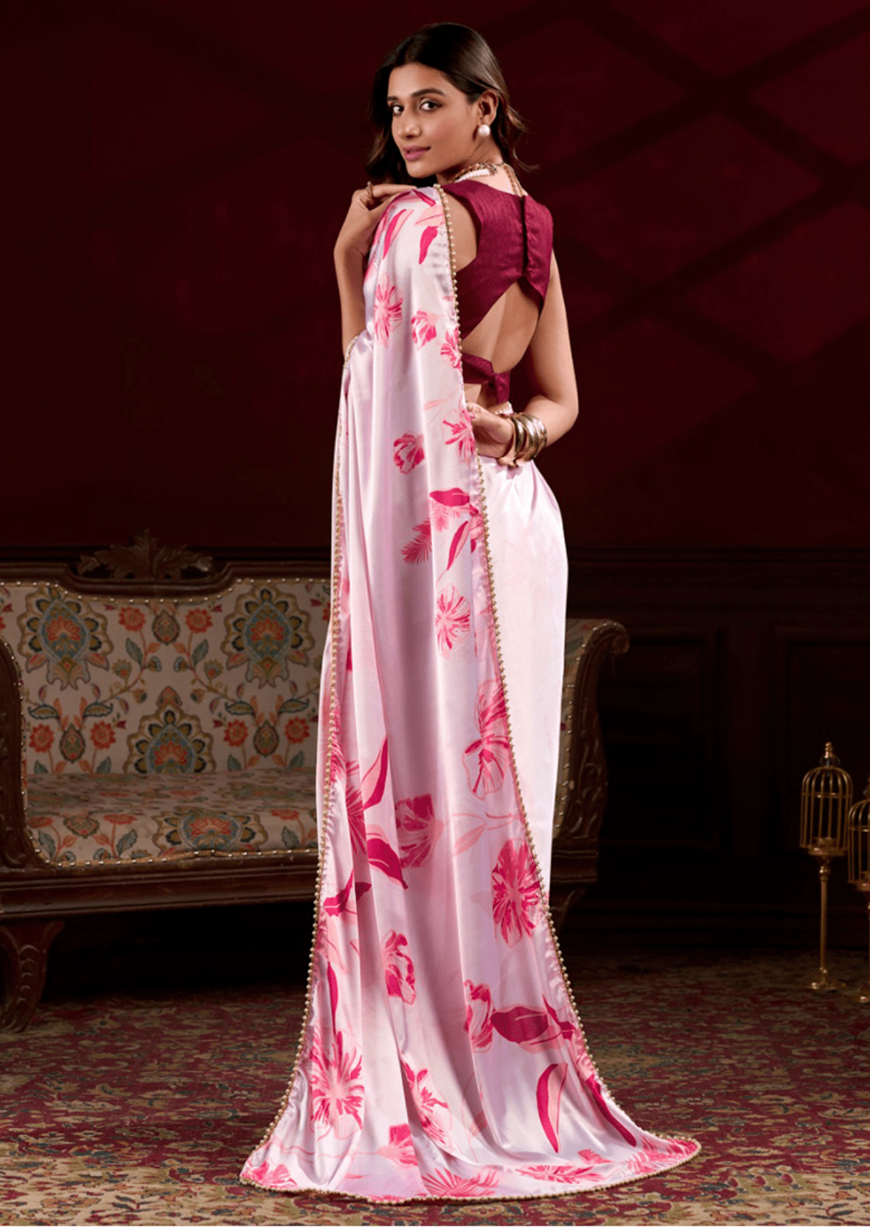 Ishitha Pink Petal Satin Silk Saree-3