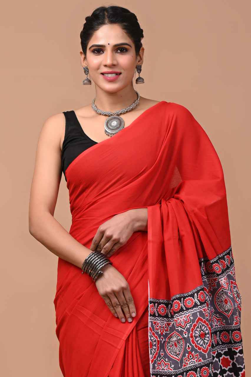 Laal Pari The Scarlet Whisper Mulmul Cotton Saree-0