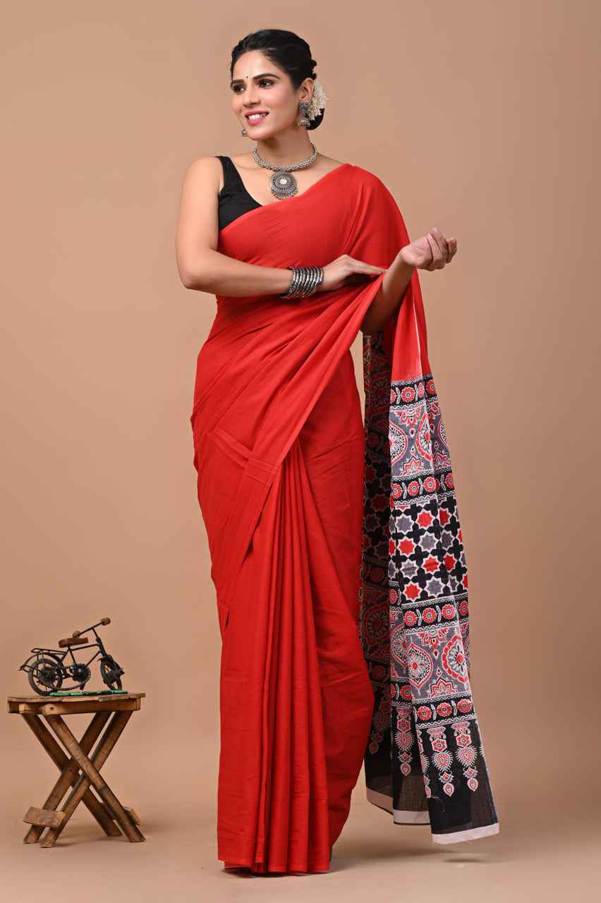 Laal Pari The Scarlet Whisper Mulmul Cotton Saree-3
