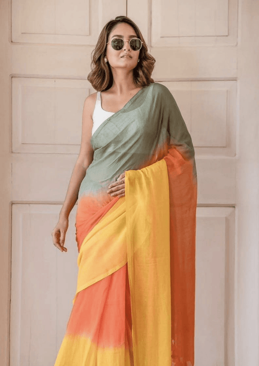 Saanvi Meadow Glow Linen Saree-0