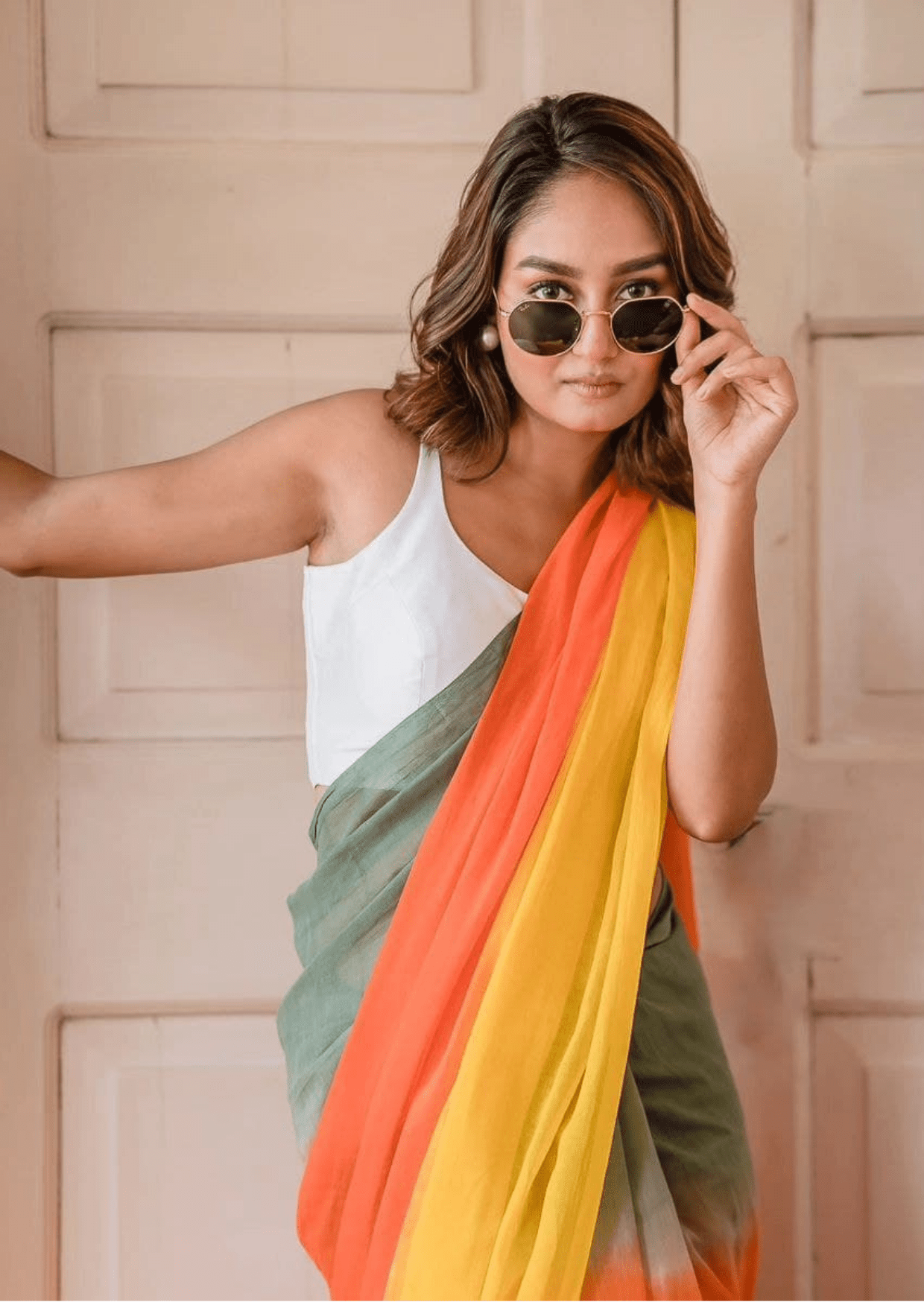 Saanvi Meadow Glow Linen Saree-1